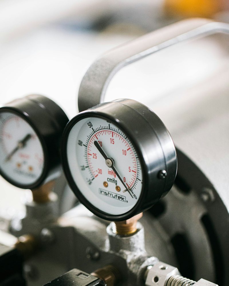 Pressure gauges on HVAC equipment